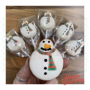 French macaron in the shape of a snowman