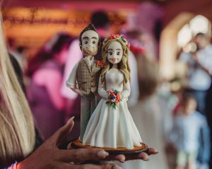 Bride and groom cake topper, fully bespoke couple dressed in gown and suit